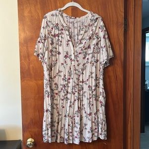 LOFT Garden Tiered Split Neck Dress